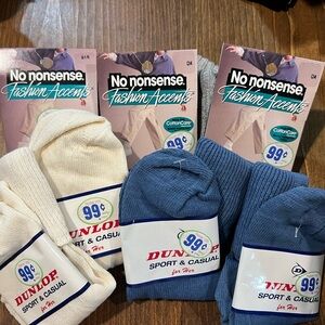 Dunlop & No nonsense Women’s Crew Socks - Blue , Grey & Cream